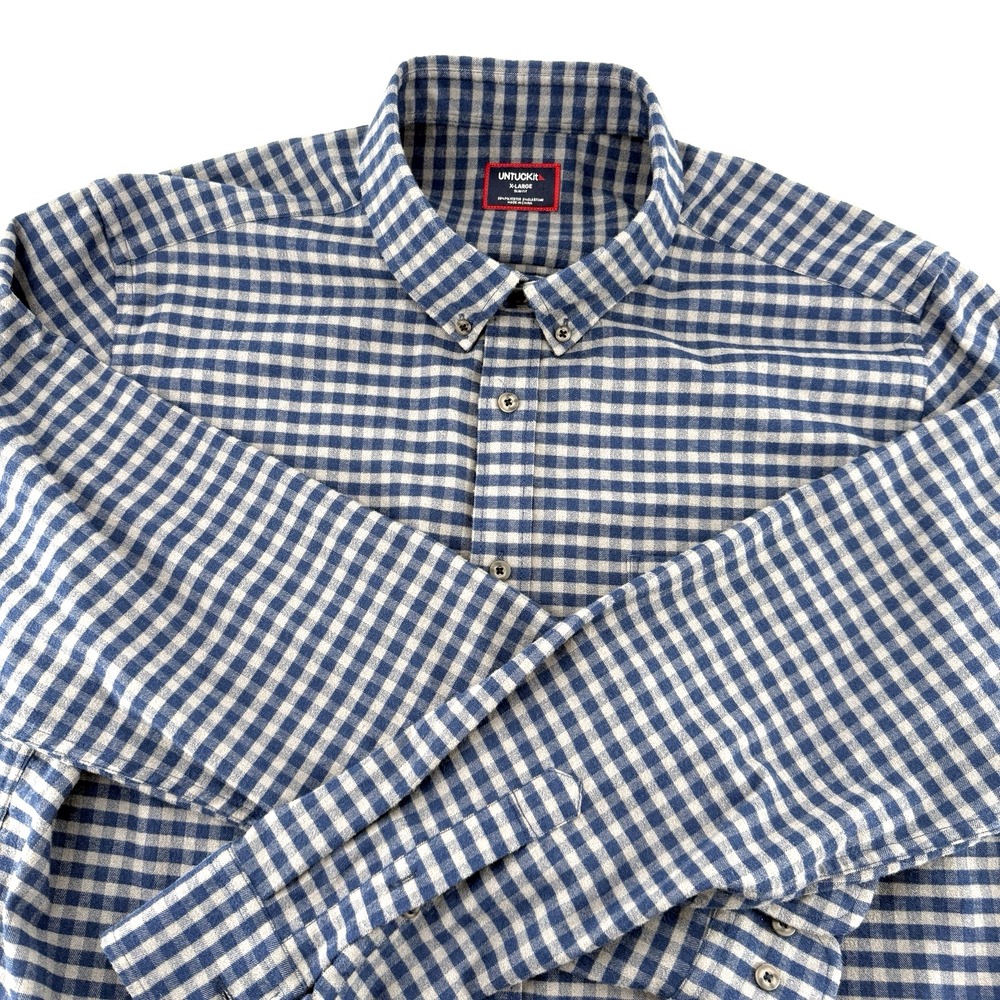 UNTUCKit Men's XL‎ Bergstorm Long Sleeve Button Down Shirt Blue Gray Plaid